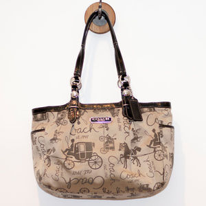 Coach Horse and Carriage Tote Bag With Black Strap